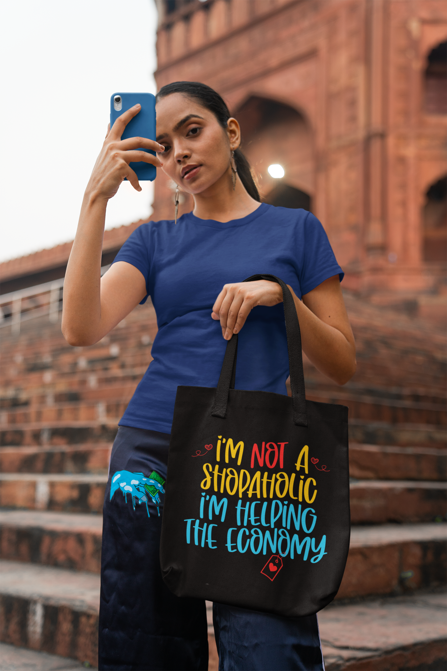 'I Am Not A Shopaholic, I am Just Helping Economy' -Premium Canvas Tote Bag (Copy)