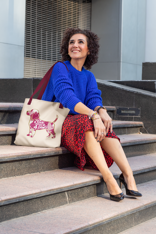 Love Has 4 Paws - Beagle-Premium Canvas Tote Bag