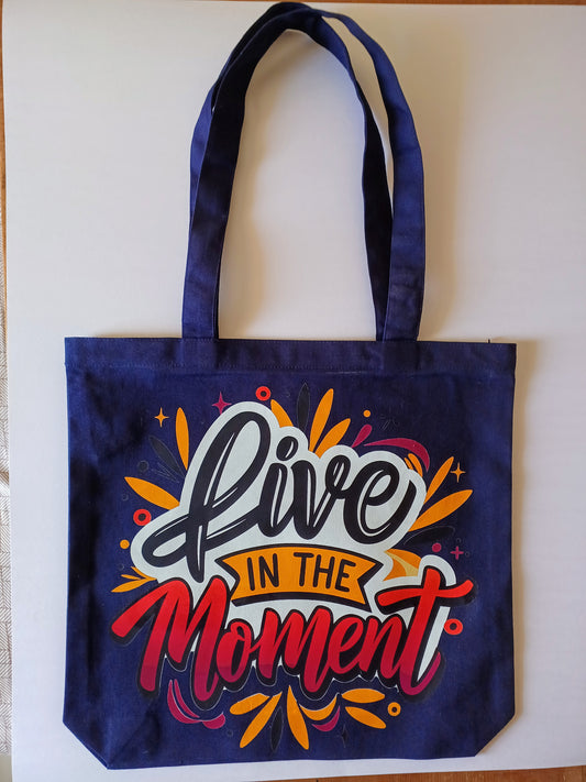 👜 "Live In the Moment"-Premium  Canvas Tote Bag – 300 GSM With Zip