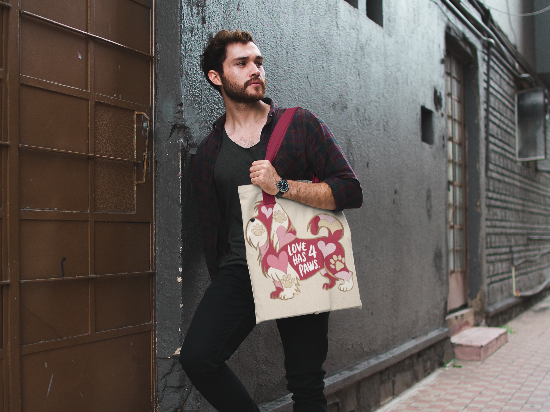 Love Has 4 Paws - Shitzu-Premium Canvas Tote Bag