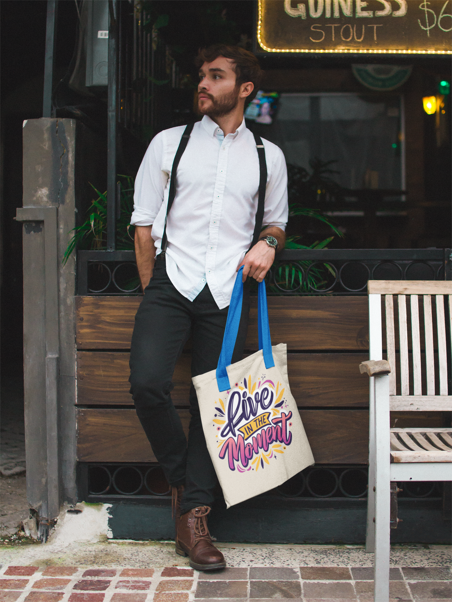 👜 "Live In the Moment"-Premium  Canvas Tote Bag – 300 GSM With Zip
