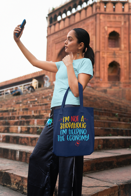 'I Am Not A Shopaholic, I am Just Helping Economy' -Premium Canvas Tote Bag (Copy)