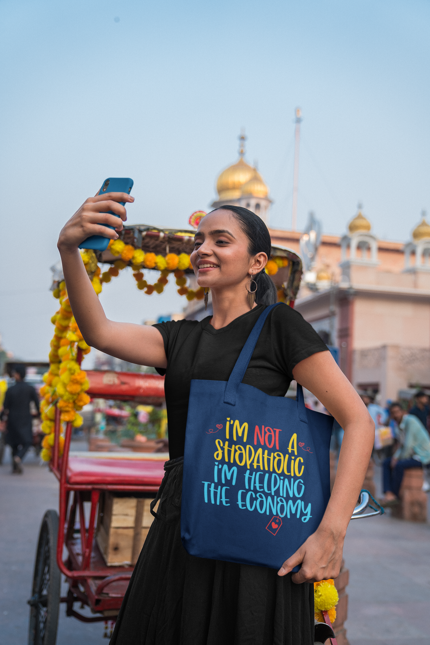 'I Am Not A Shopaholic, I am Just Helping Economy' -Premium Canvas Tote Bag (Copy)