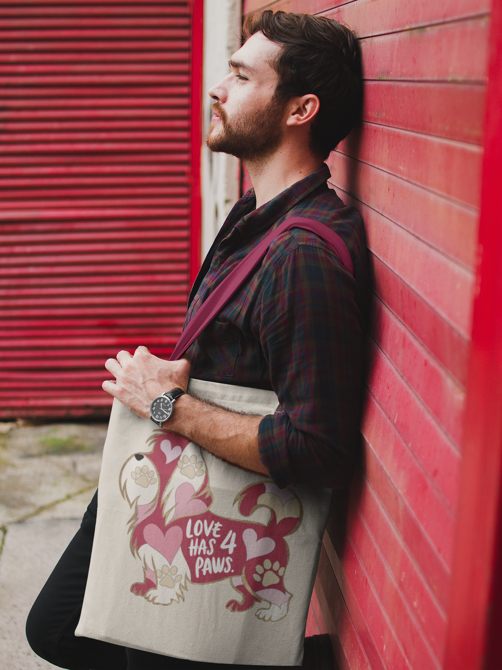 Love Has 4 Paws - Shitzu-Premium Canvas Tote Bag