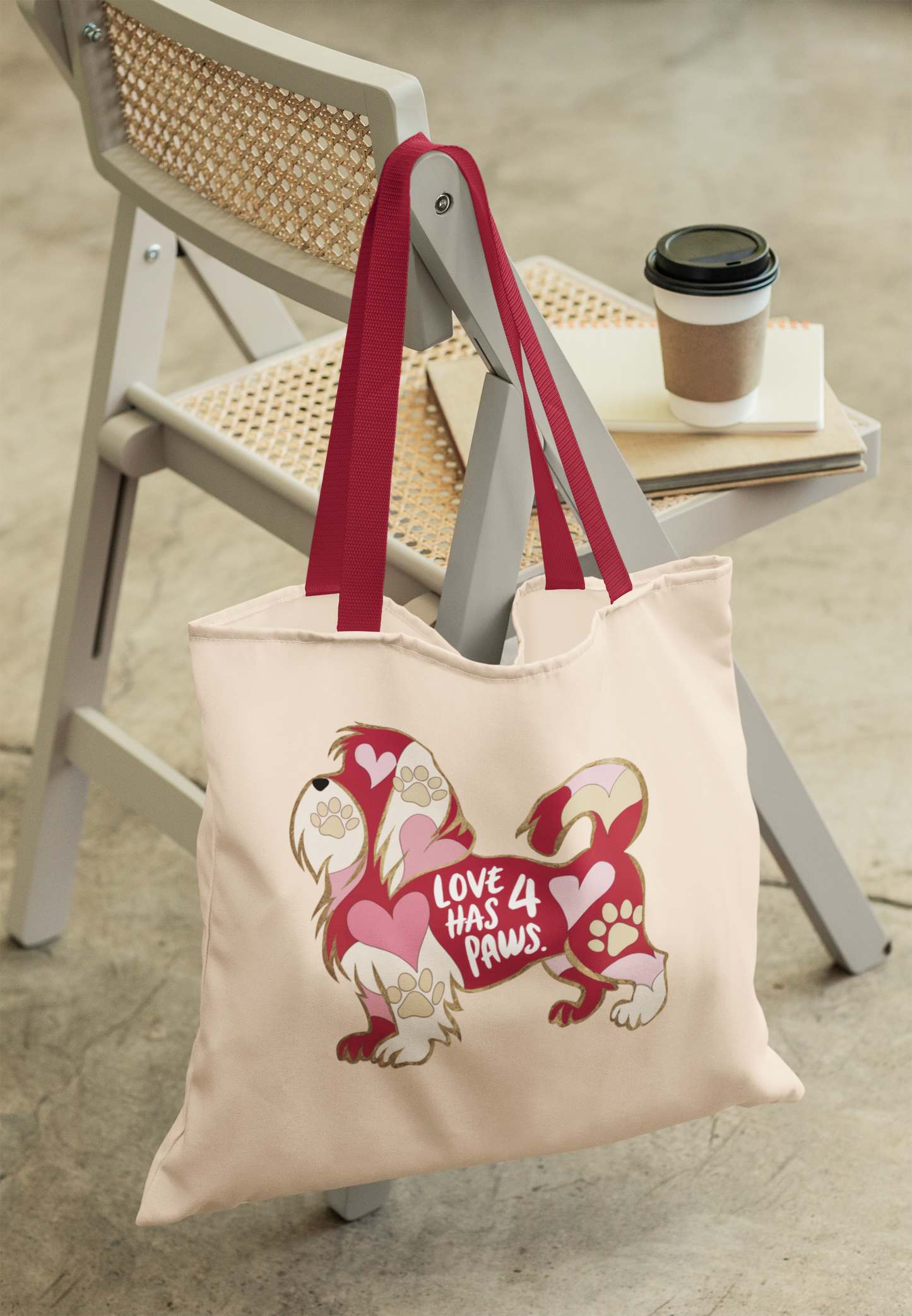 Love Has 4 Paws - Shitzu-Premium Canvas Tote Bag