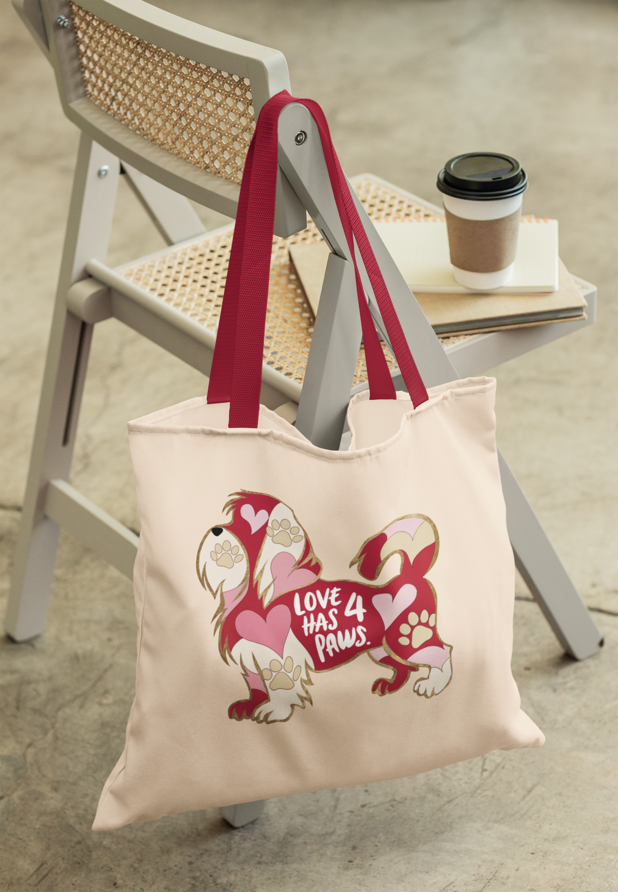 Love Has 4 Paws - Shitzu-Premium Canvas Tote Bag