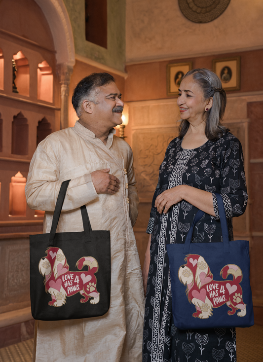 Love Has 4 Paws - Shitzu-Premium Canvas Tote Bag