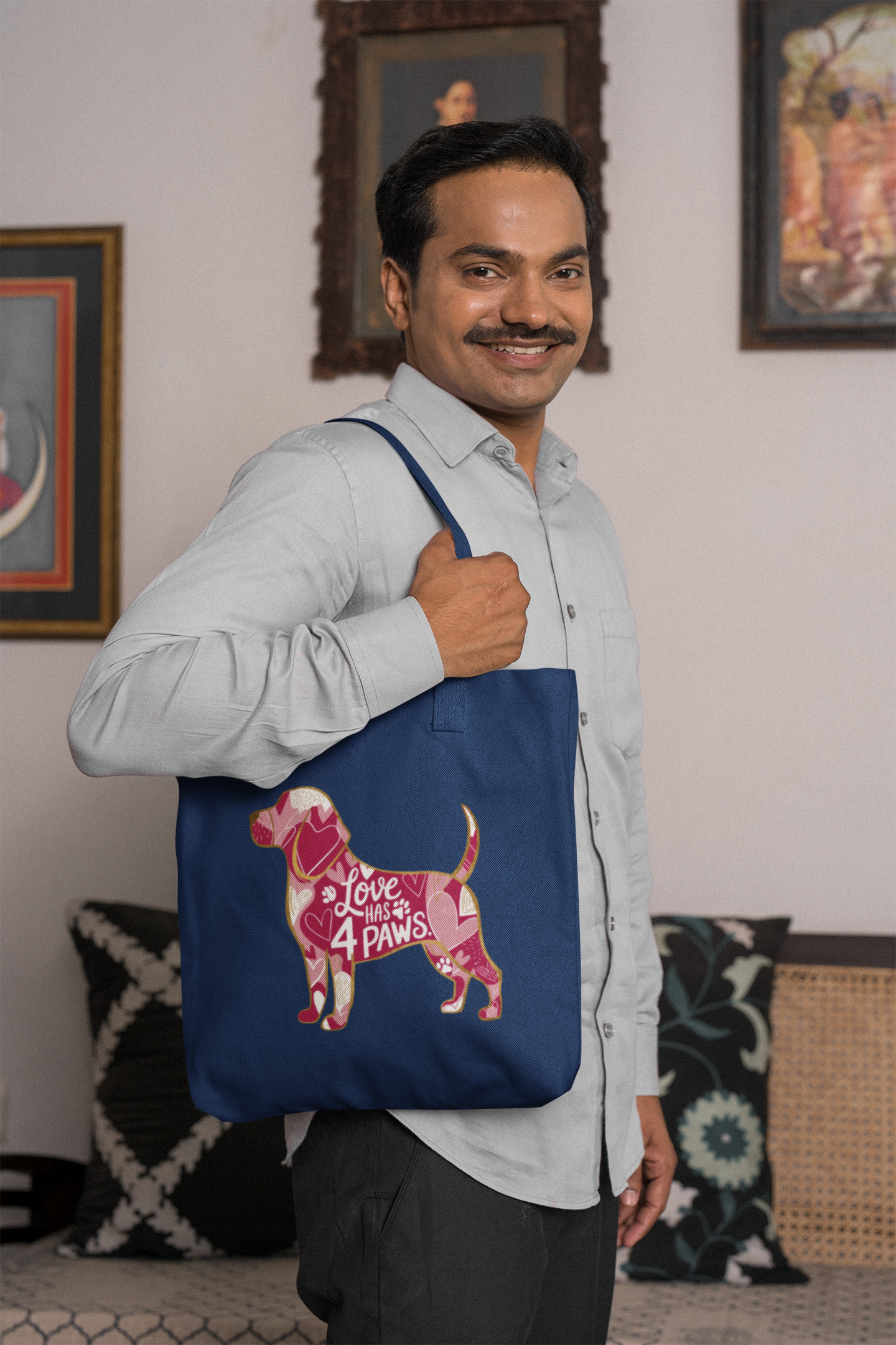 Love Has 4 Paws - Beagle-Premium Canvas Tote Bag