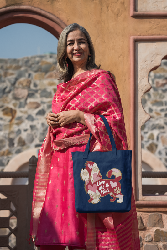 Love Has 4 Paws - Shitzu-Premium Canvas Tote Bag