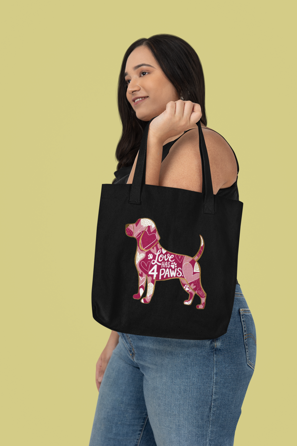 Love Has 4 Paws - Beagle-Premium Canvas Tote Bag