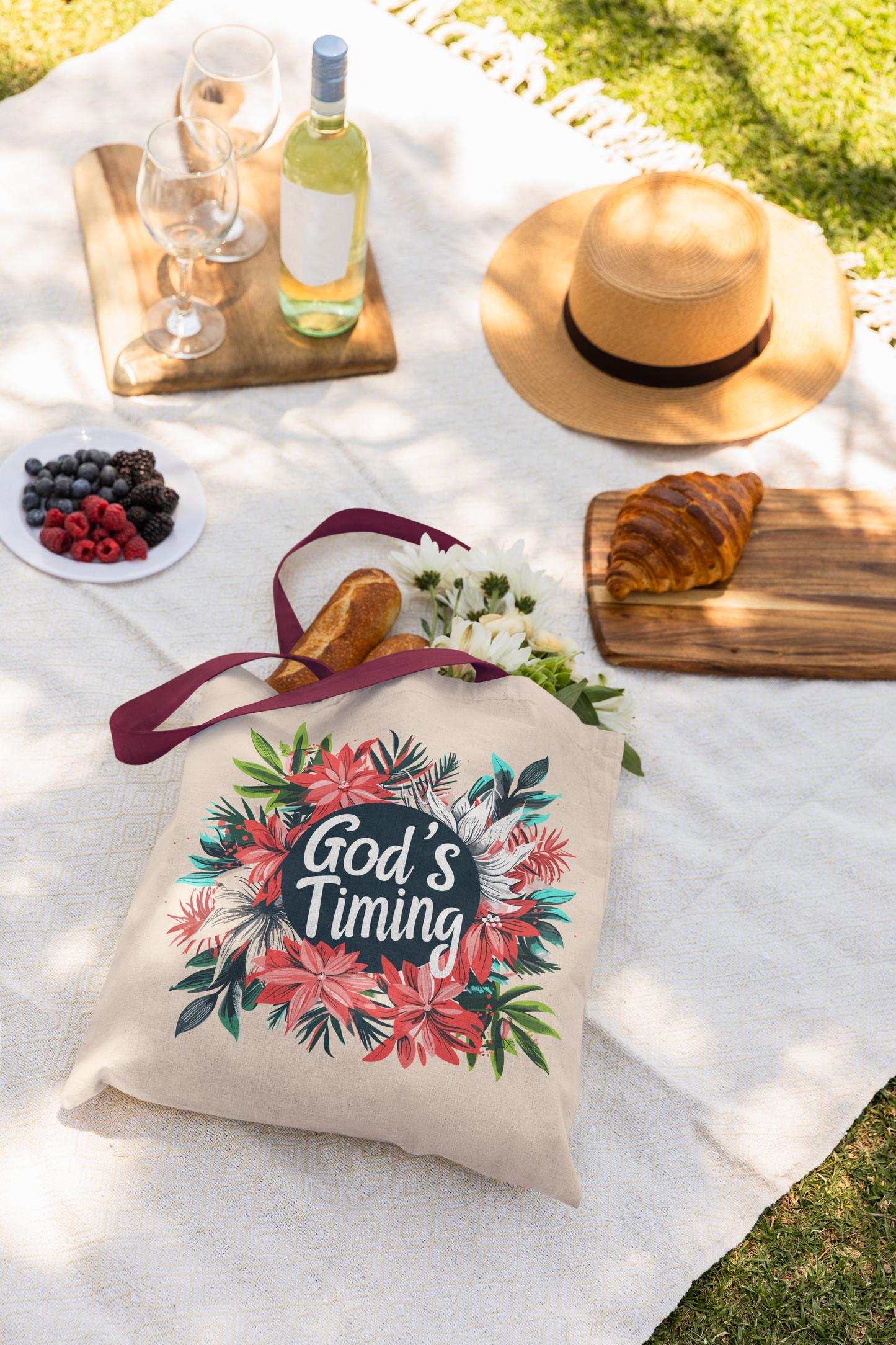 "God's Timing'- Premium Canvas Tote Bag