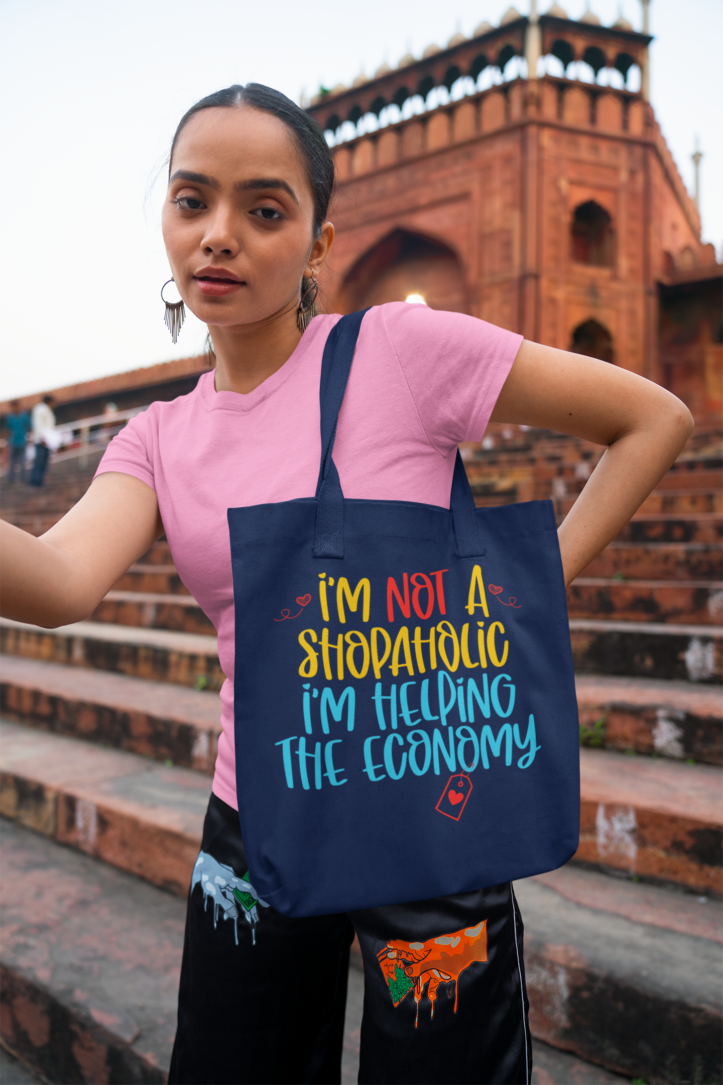 'I Am Not A Shopaholic, I am Just Helping Economy' -Premium Canvas Tote Bag (Copy)