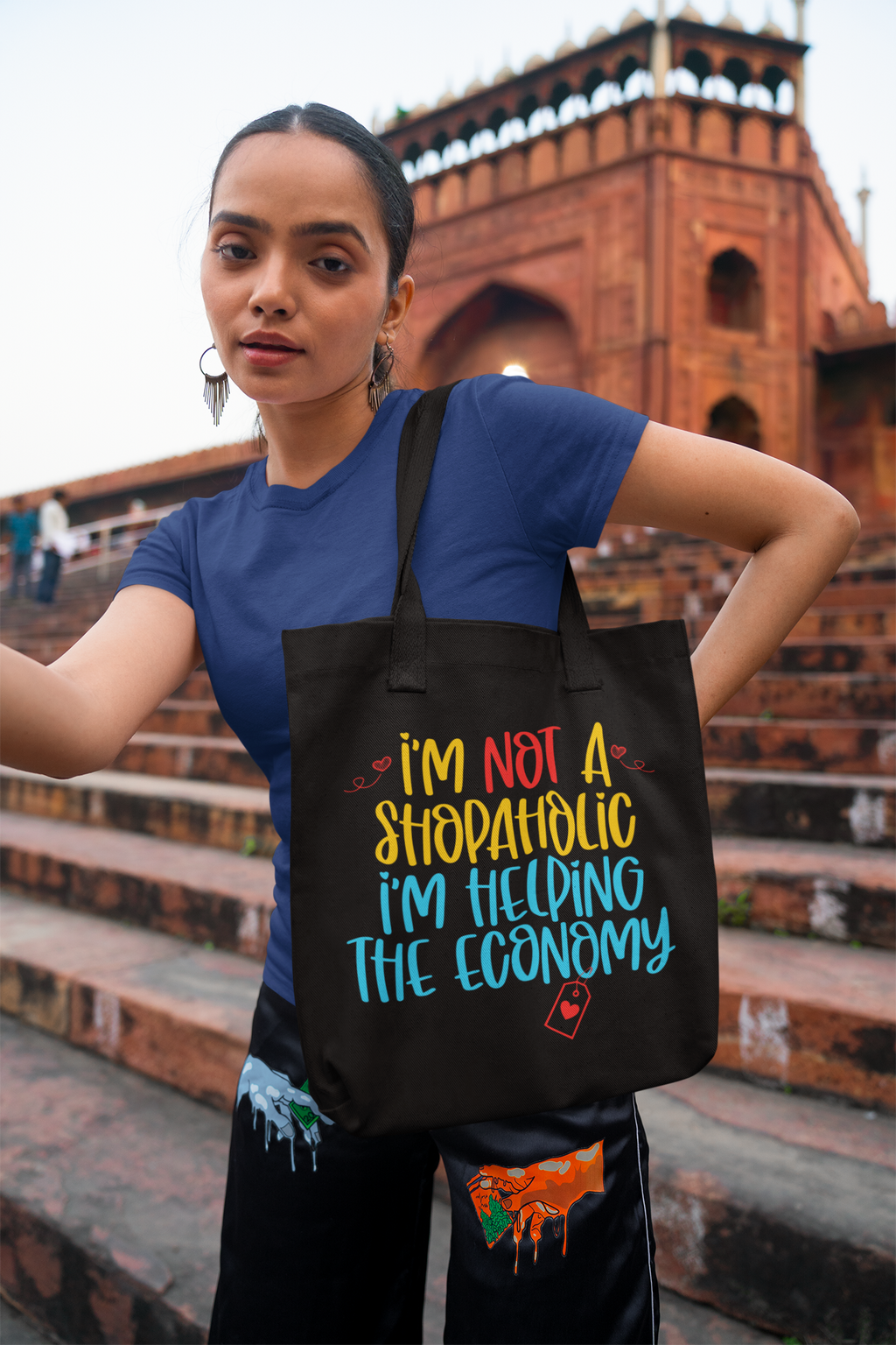 'I Am Not A Shopaholic, I am Just Helping Economy' -Premium Canvas Tote Bag (Copy)