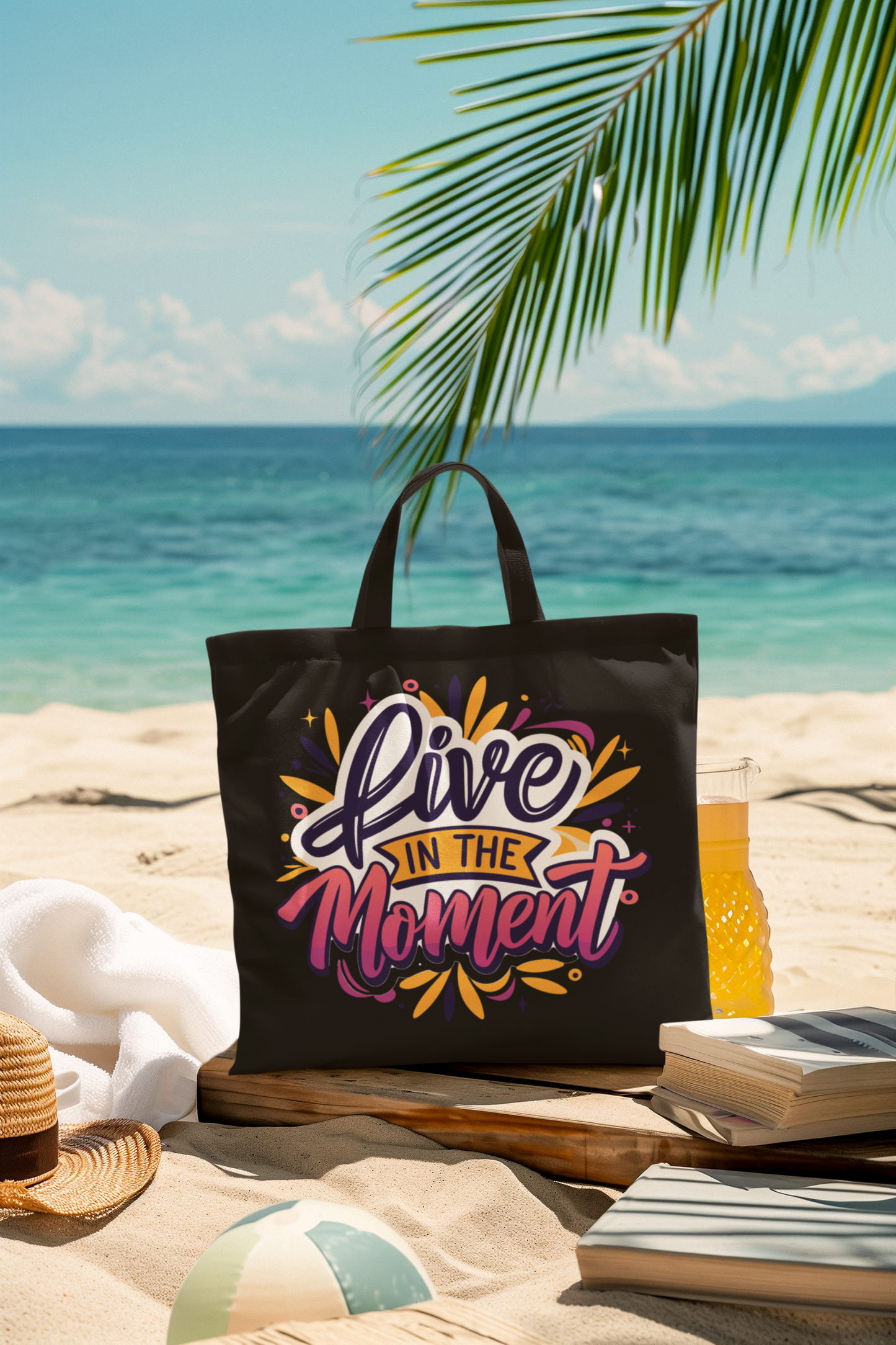 👜 "Live In the Moment"-Premium  Canvas Tote Bag – 300 GSM With Zip