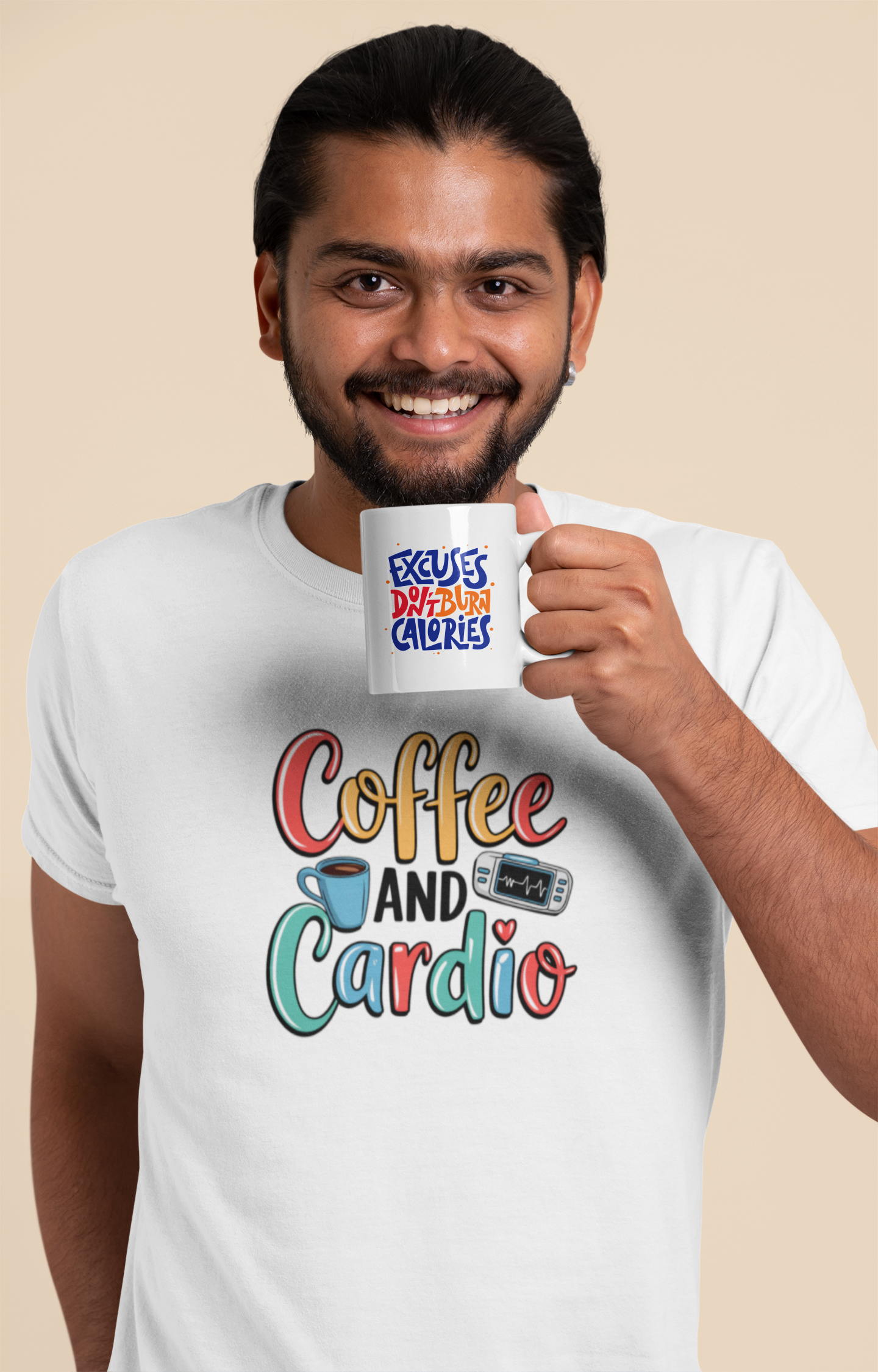 Coffee & Cardio Print - Unisex Standard Crew T-Shirt