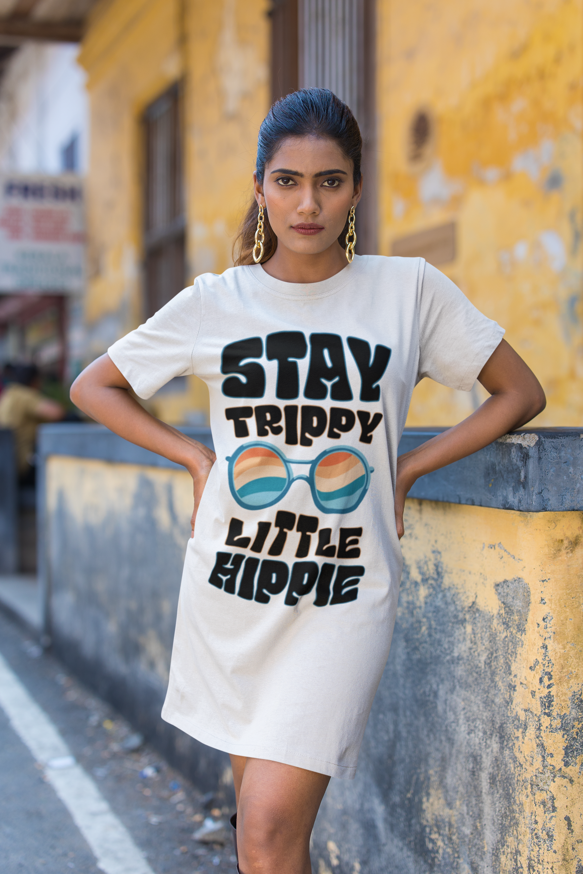 Stay Trippy Little Hippy - T Shirt Dress