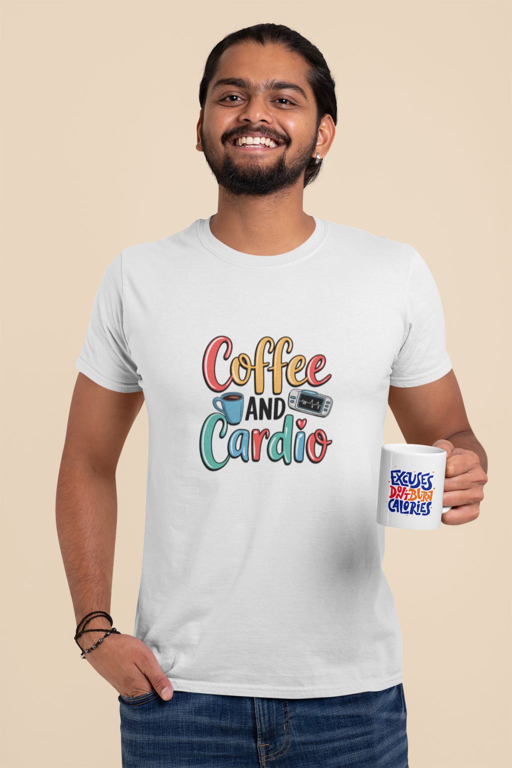 Coffee & Cardio Print - Unisex Standard Crew T-Shirt