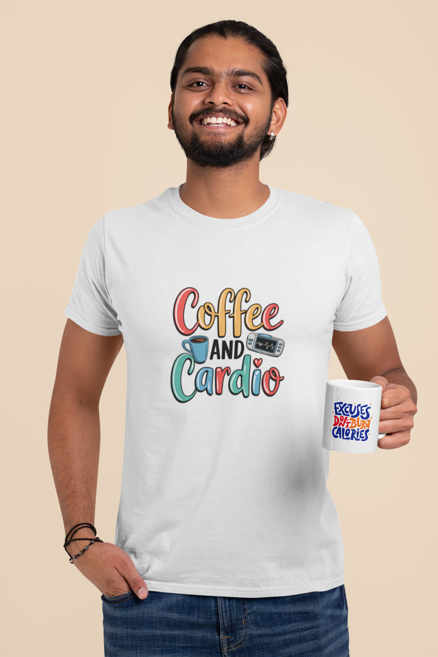 Coffee & Cardio Print - Unisex Standard Crew T-Shirt