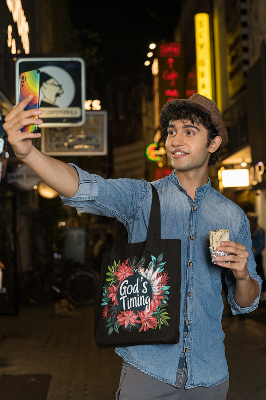 "God's Timing'- Premium Canvas Tote Bag