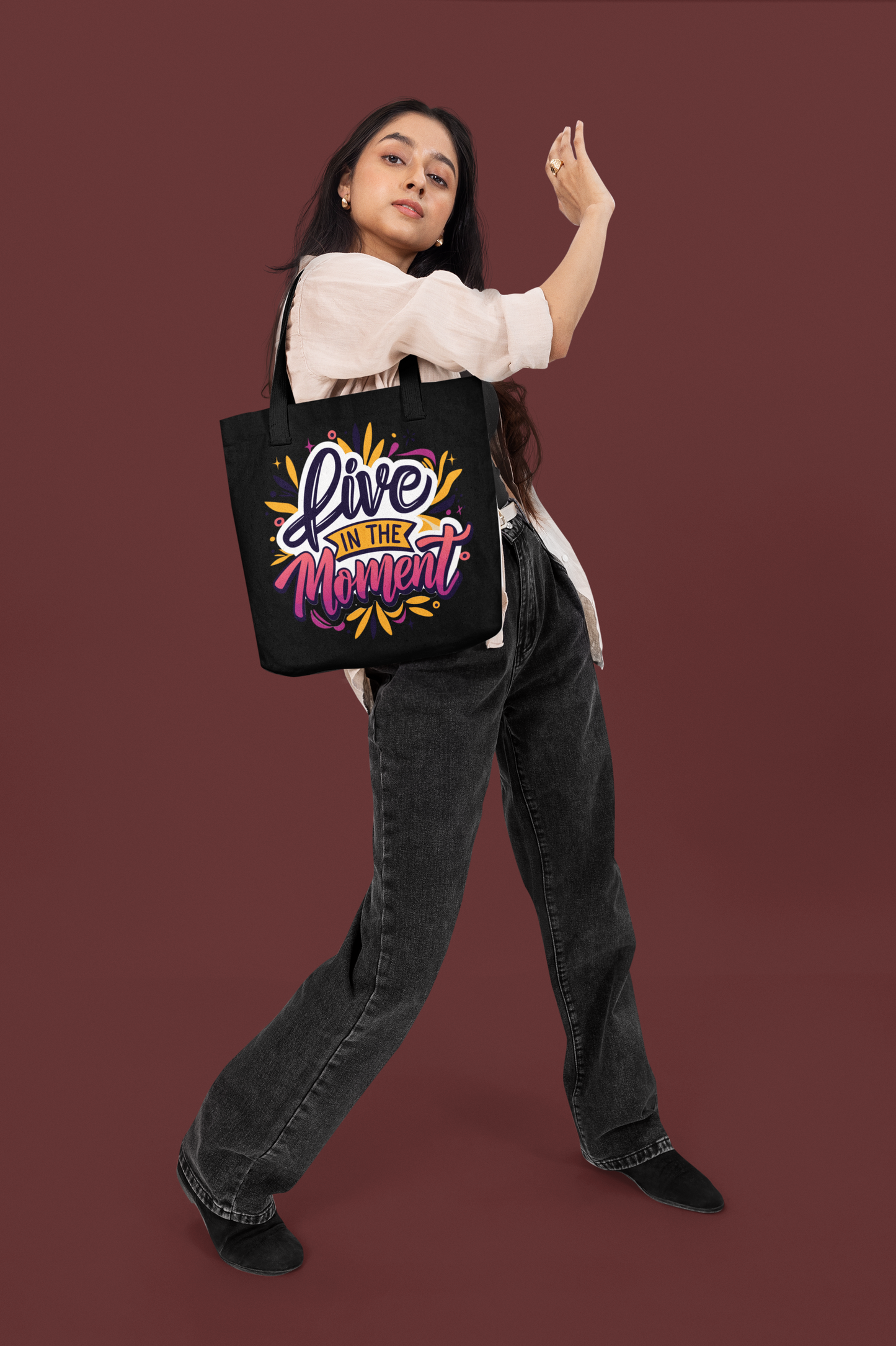 👜 "Live In the Moment"-Premium  Canvas Tote Bag – 300 GSM With Zip