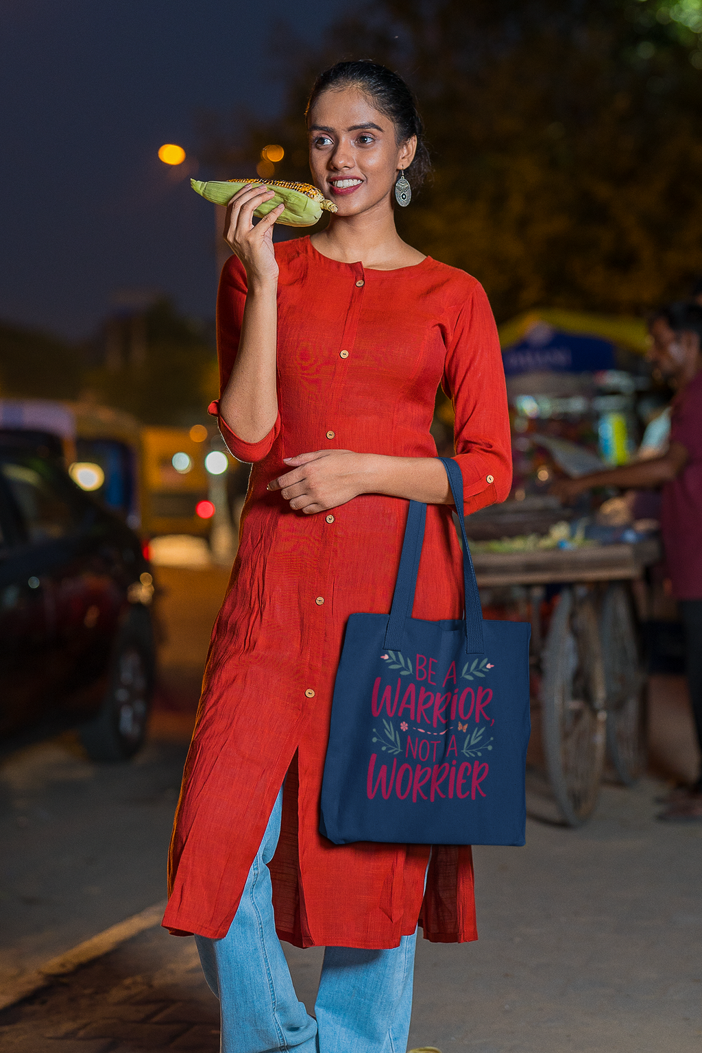Be Warrior Not Worrier- Premium Canvas Tote Bag