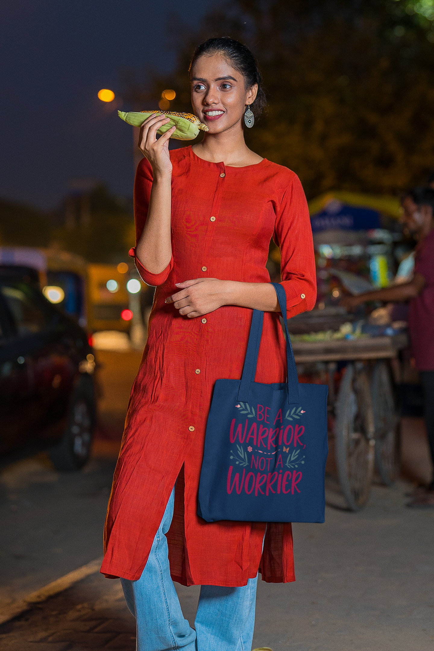Be Warrior Not Worrier- Premium Canvas Tote Bag