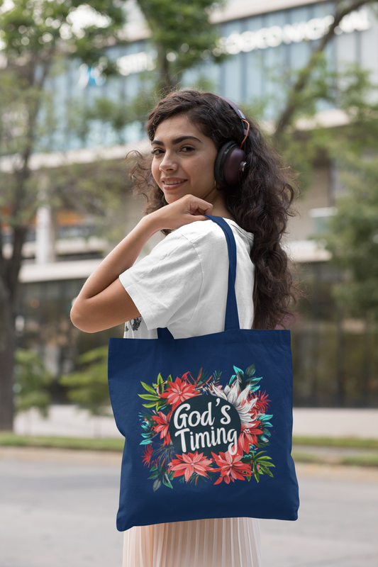 "God's Timing'- Premium Canvas Tote Bag